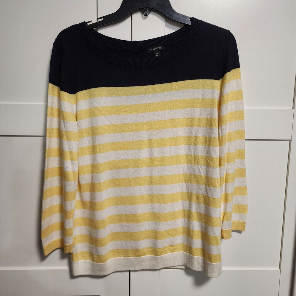 (2) Talbots Women's Size M Sweater Multi Color Striped Blouse Lightweight